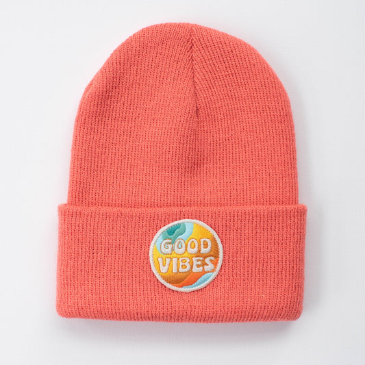 Good Vibes Coral Beanie