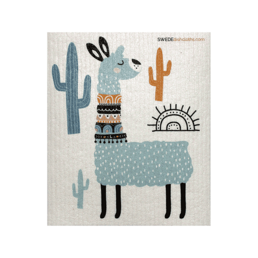Turquoise Llama Swedish Dishcloth