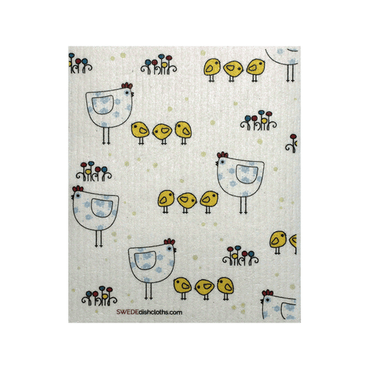 Chicken Family Swedish Dishcloth